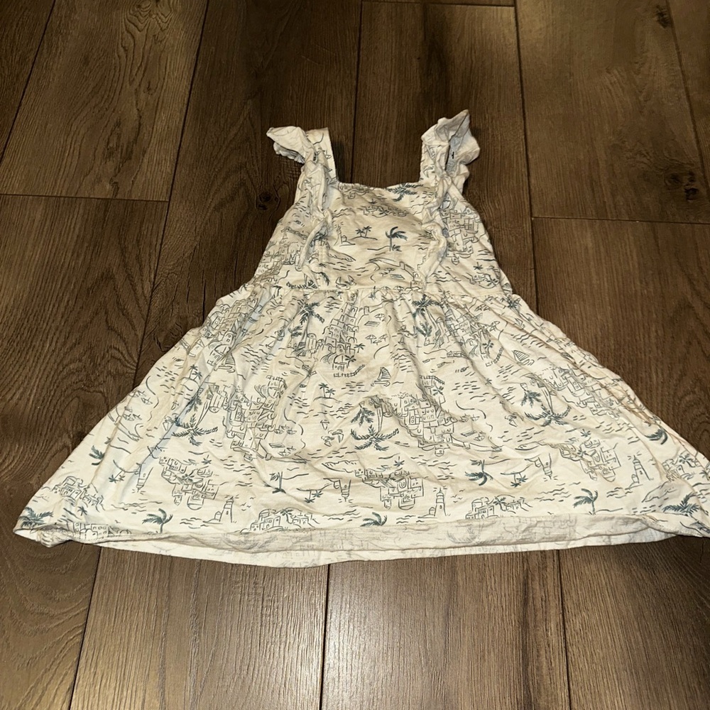 Modern MomKids White Dress with Blue Print - Lightweight Summer Dress